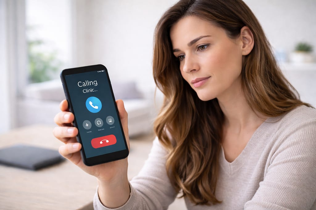 paciente intentando llamar a una clínica sin recibir respuesta