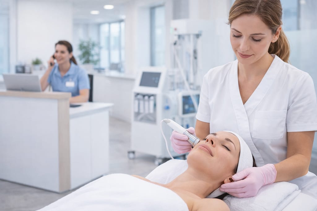 secretaria telefónica para clínica estética atendiendo pacientes